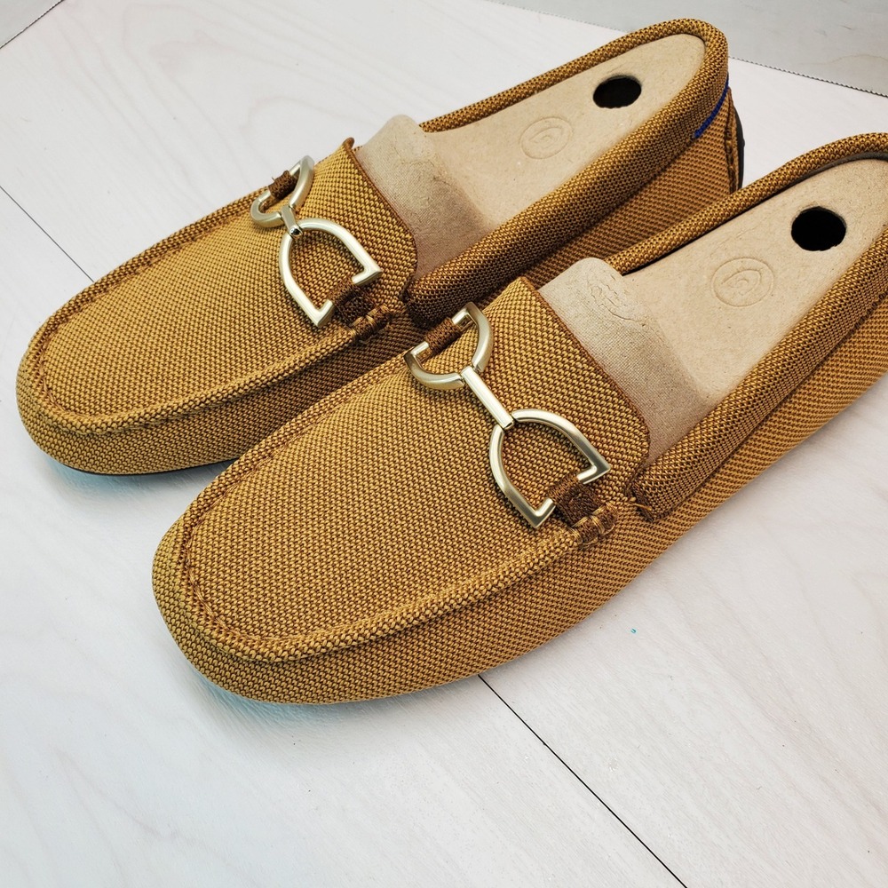 Rothys Driver Loafers Sesame Gold Horsebit Driving Mocs Wmn 9.5 Coastal Grandma